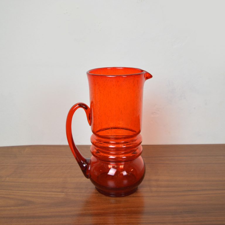 Mid Century Orange Murano Glass Pitcher Vase Retrosexual Vintage Shop